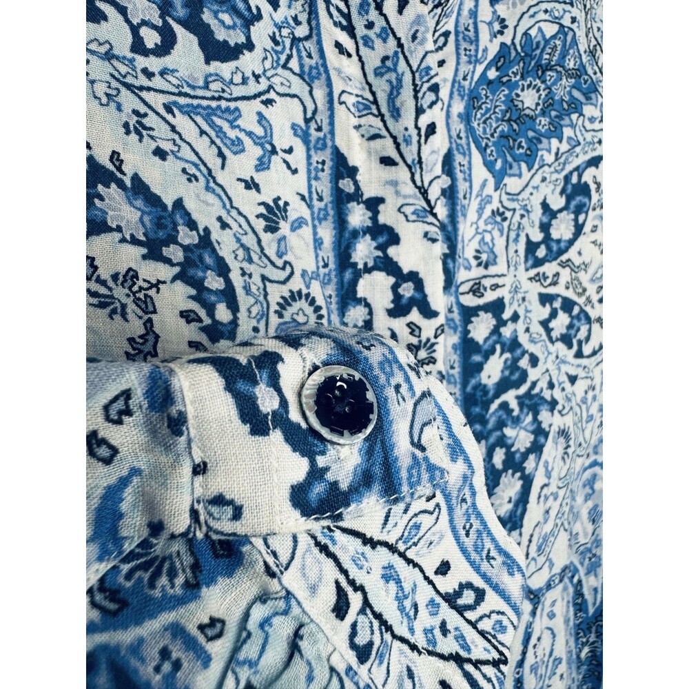 ETRO Italy Designer Floral Paisley 100% Ramie Button-Up Shirt Blouse IT 40 US 4 - Picture 8 of 11